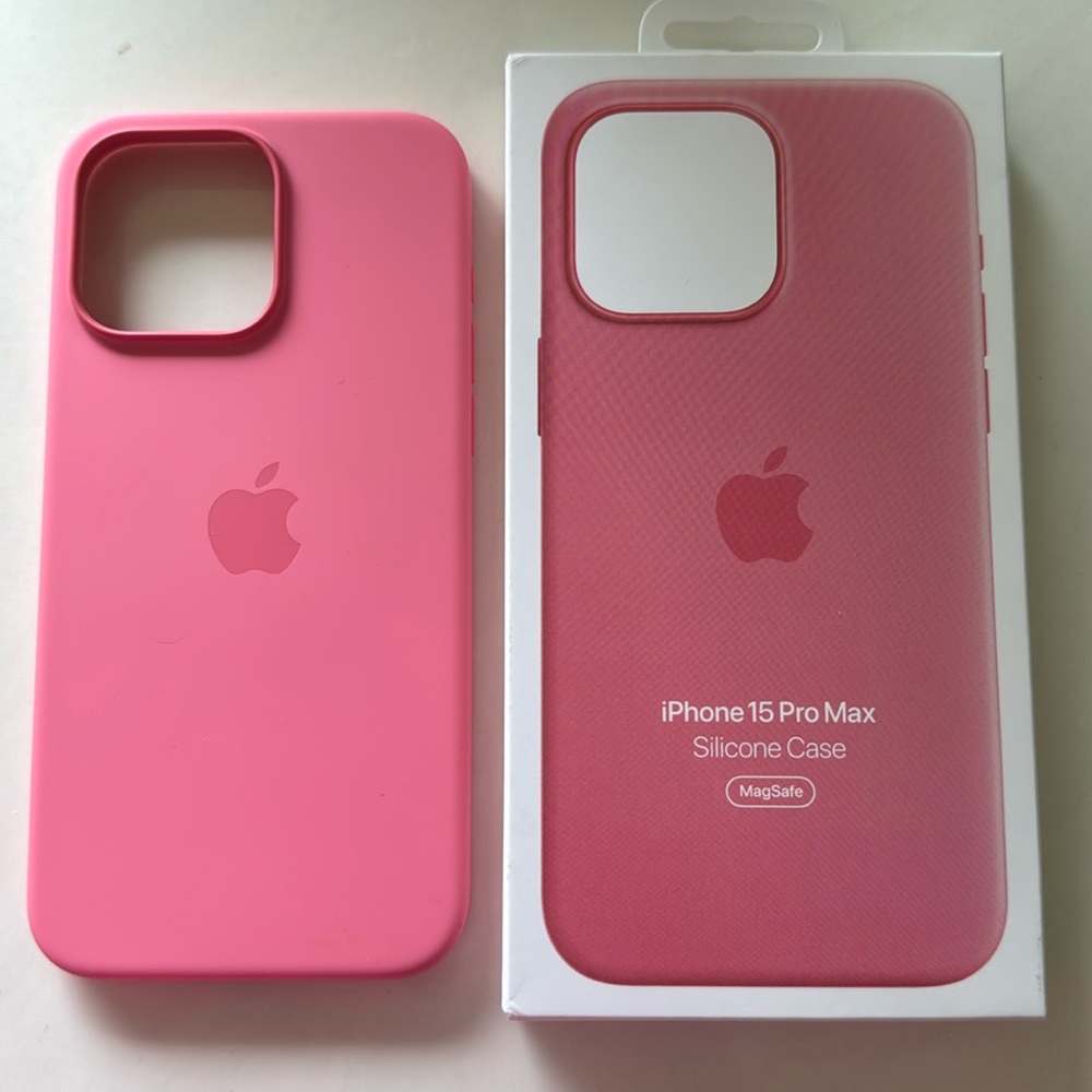 Authentic Apple Silicone MagSafe iPhone 15 Pro Max case (2024 Spring color pink)